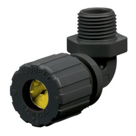 Hubbell Wiring Device-Kellems Kellems Wire Management, Cord Connectors, 90 Degree Male .63-.75", 1", Nylon NHC2041CR